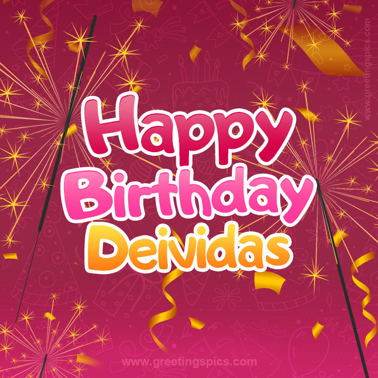 Happy Birthday Deividas Image with sparklers (square shape image)