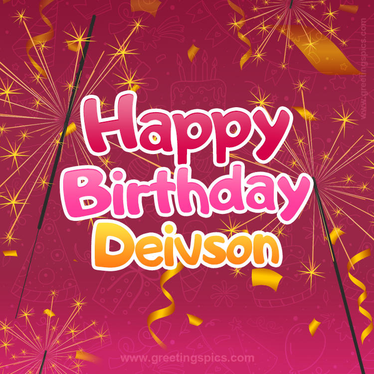 Happy Birthday Deivson Image with sparklers (square shape image)