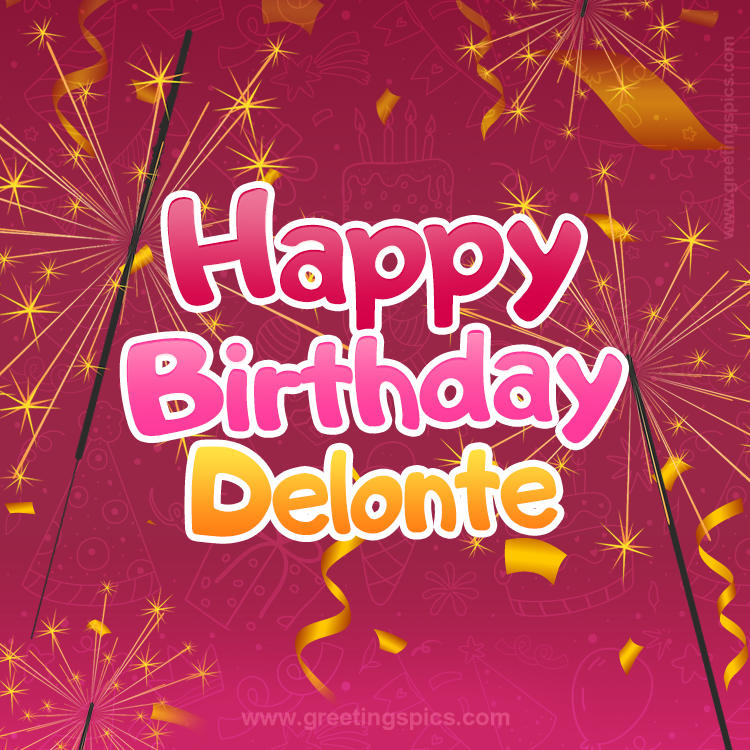 Happy Birthday Delonte Image with sparklers (square shape image)