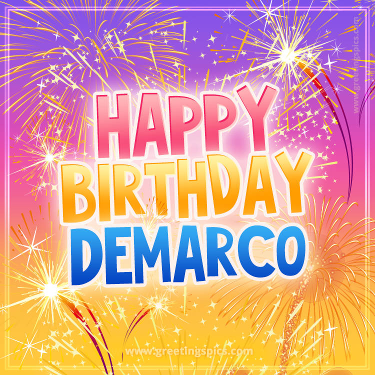 Happy Birthday Demarco Picture with fireworks (square shape image)