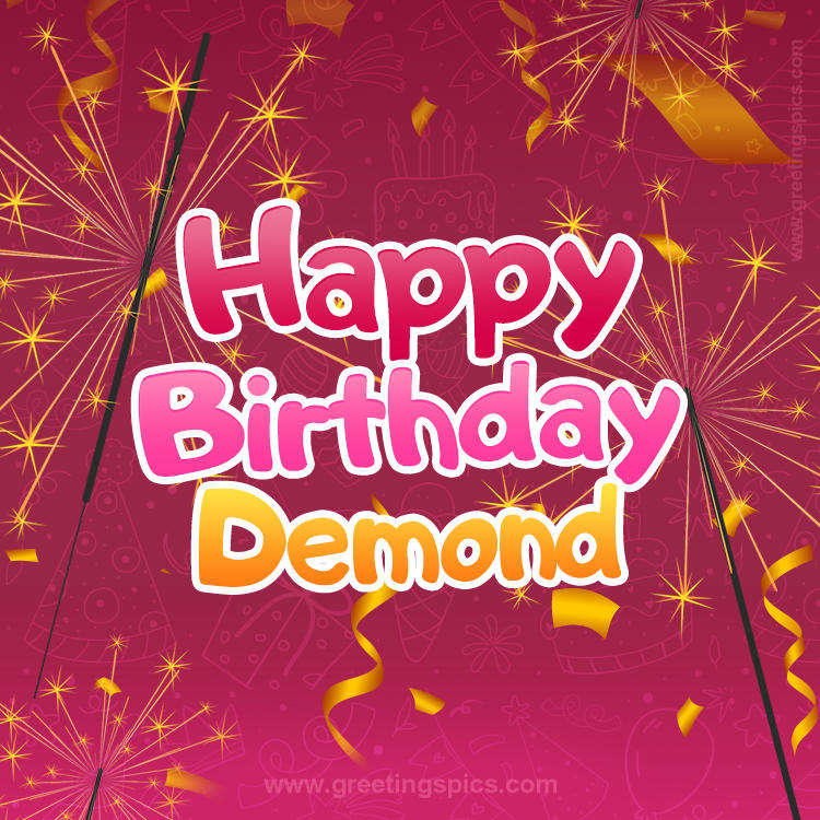 Happy Birthday Demond Image with sparklers (square shape image)