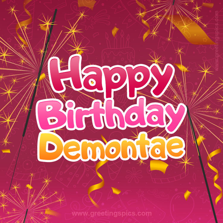 Happy Birthday Demontae Image with sparklers (square shape image)