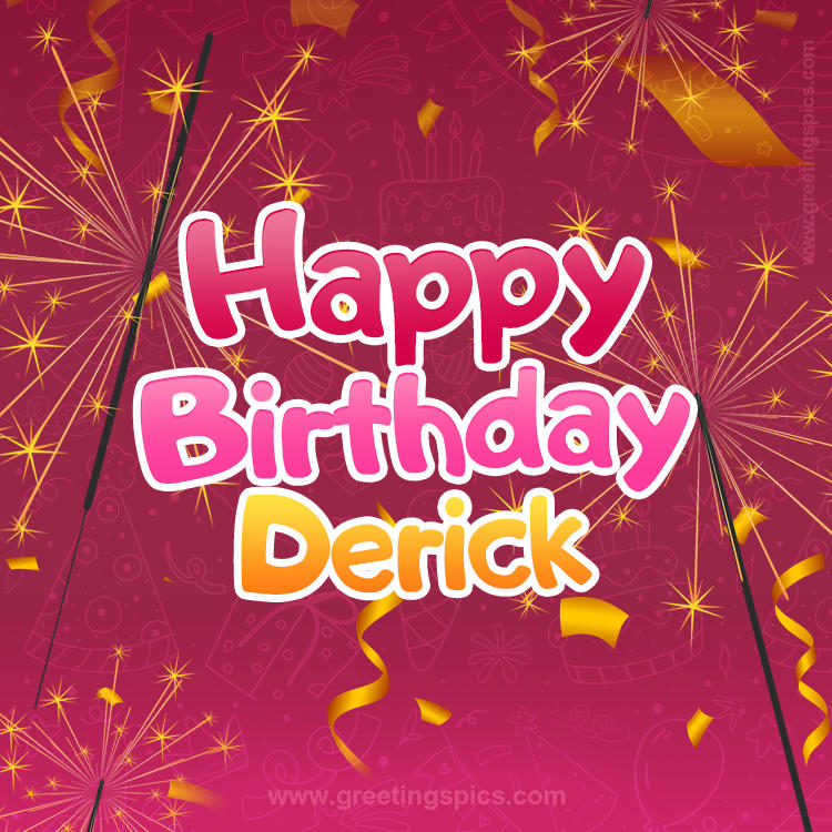 Happy Birthday Derick Image with sparklers (square shape image)