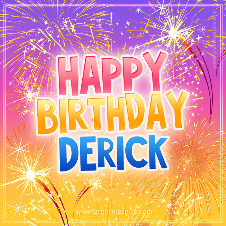 Happy Birthday Derick Picture with fireworks (square shape image)