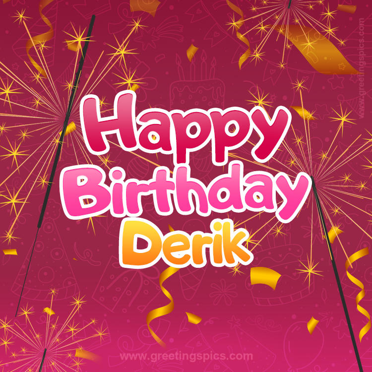 Happy Birthday Derik Image with sparklers (square shape image)