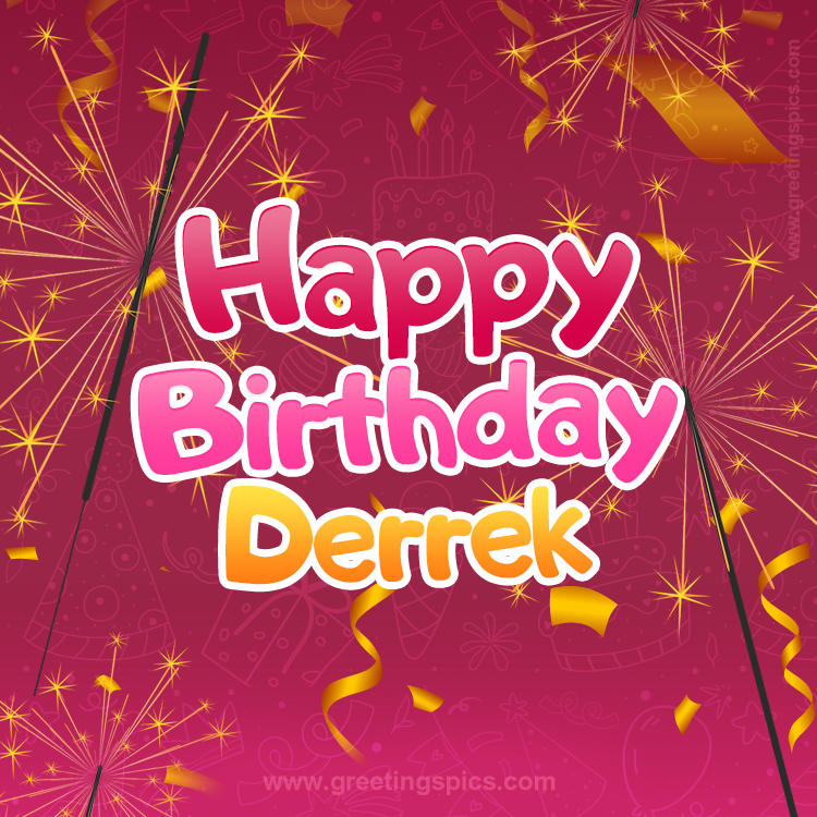 Happy Birthday Derrek Image with sparklers (square shape image)