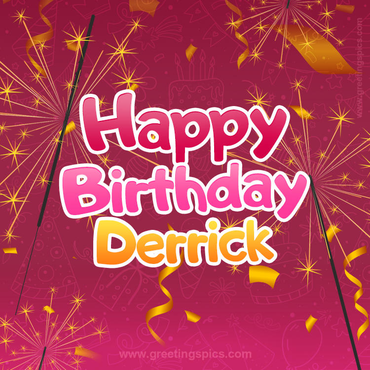 Happy Birthday Derrick Image with sparklers (square shape image)