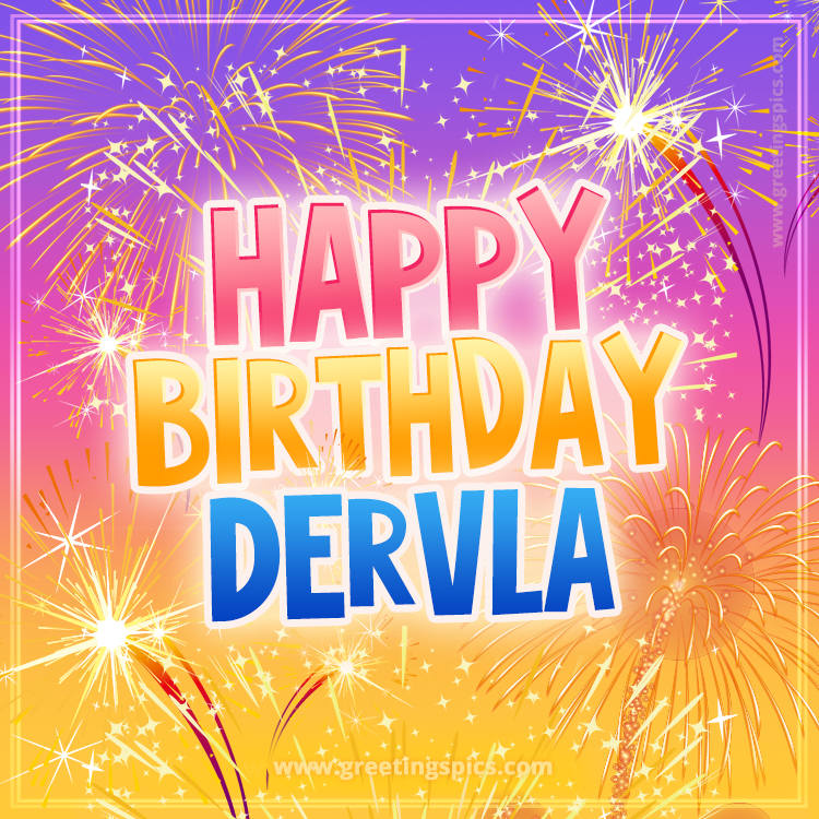 Happy Birthday Dervla Picture with fireworks (square shape image)