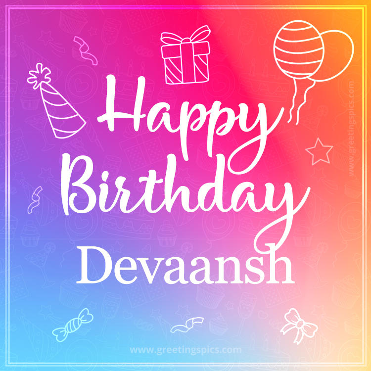 Colorful Happy Birthday Card For Devaansh (square shape image)