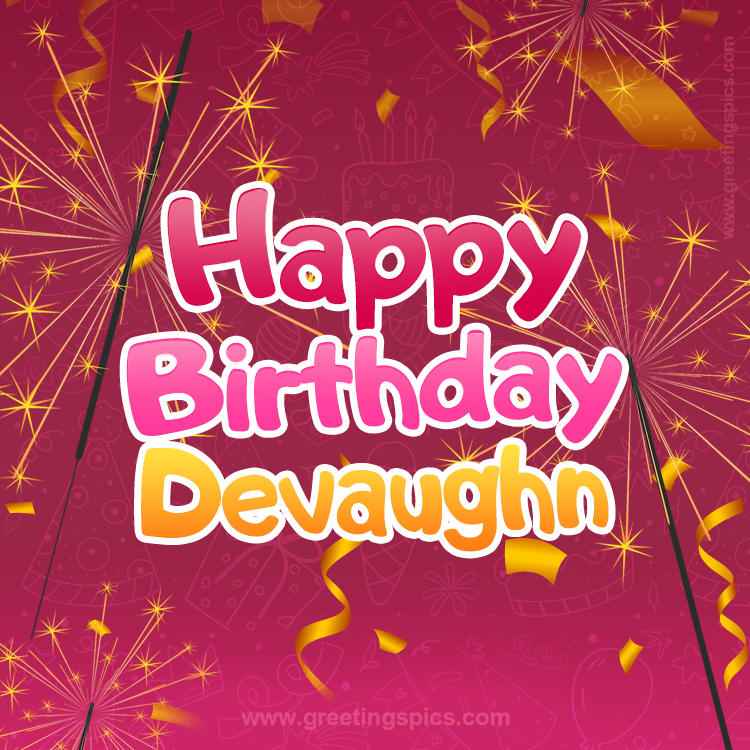 Happy Birthday Devaughn Image with sparklers (square shape image)