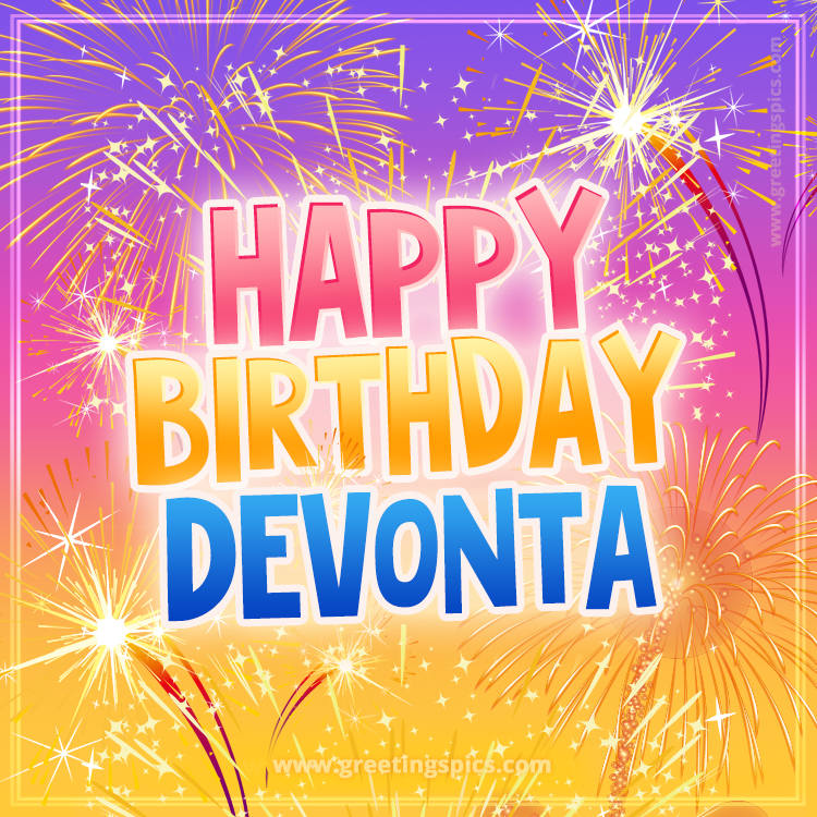 Happy Birthday Devonta Picture with fireworks (square shape image)