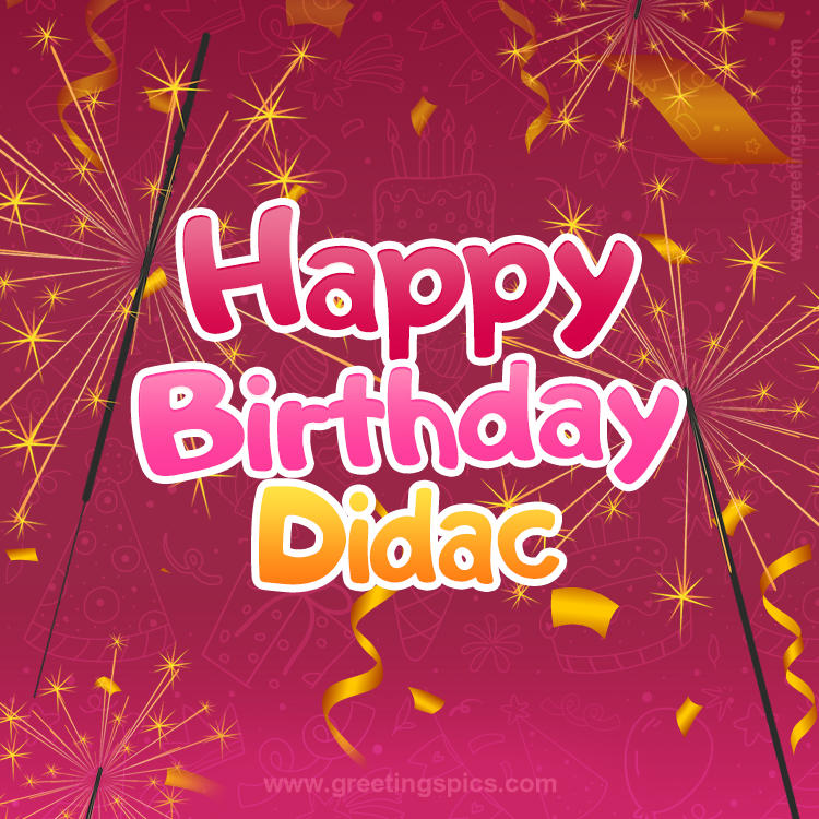Happy Birthday Didac Image with sparklers (square shape image)