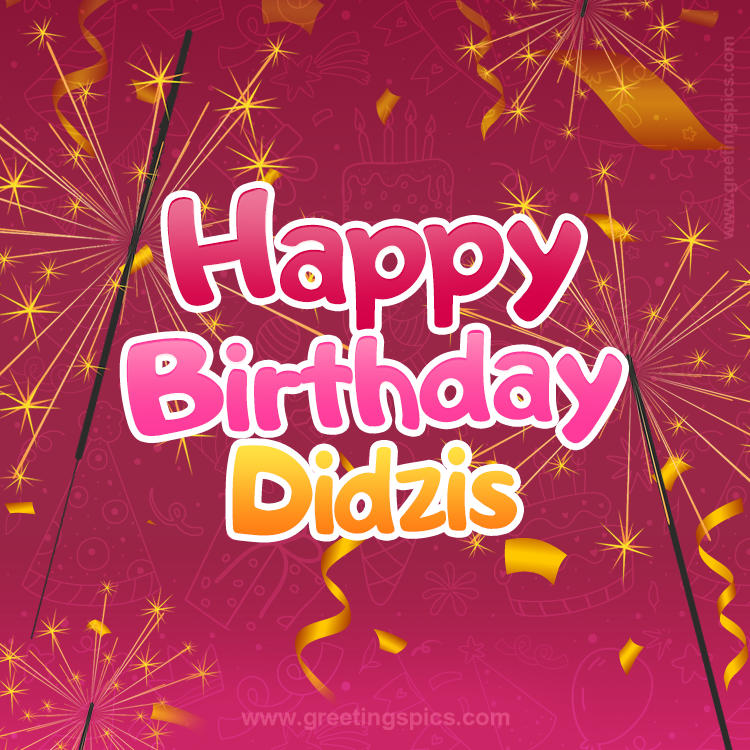 Happy Birthday Didzis Image with sparklers (square shape image)