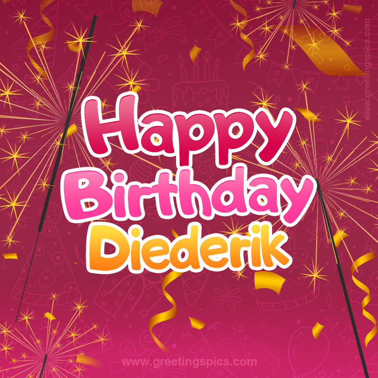 Happy Birthday Diederik Image with sparklers (square shape image)