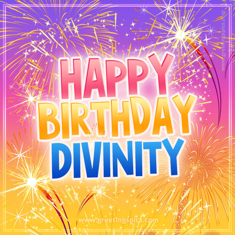 Happy Birthday Divinity Picture with fireworks (square shape image)