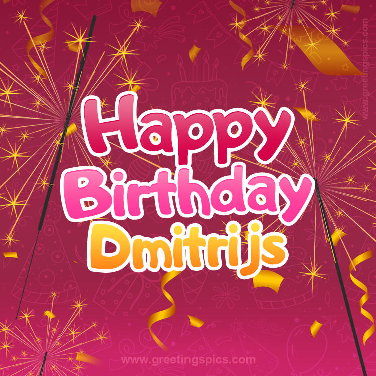 Happy Birthday Dmitrijs Image with sparklers (square shape image)