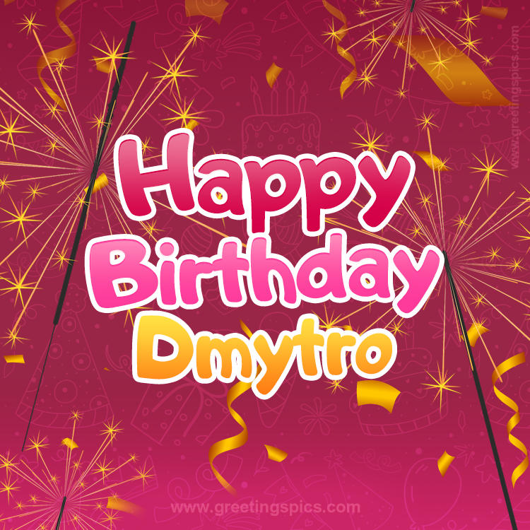 Happy Birthday Dmytro Image with sparklers (square shape image)