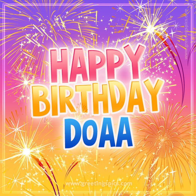 Happy Birthday Doaa Picture with fireworks (square shape image)
