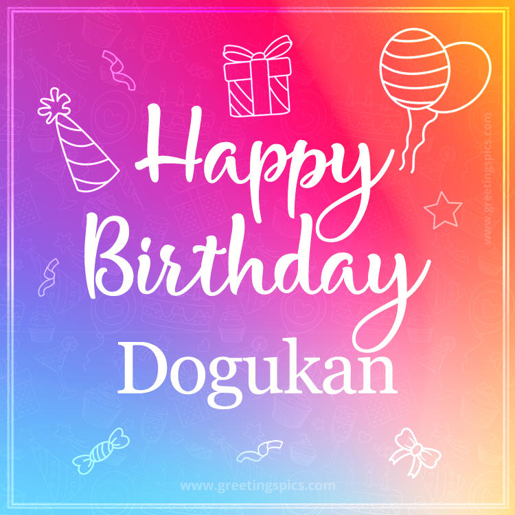 Colorful Happy Birthday Card For Dogukan (square shape image)