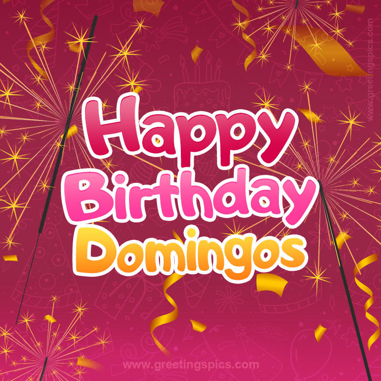 Happy Birthday Domingos Image with sparklers (square shape image)