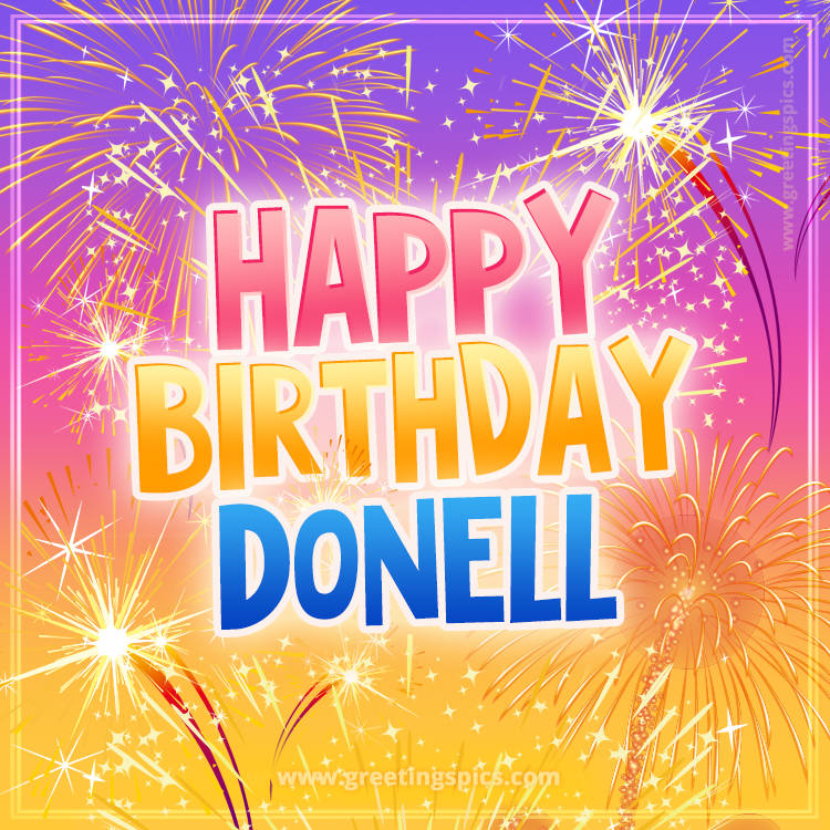 Happy Birthday Donell Picture with fireworks (square shape image)