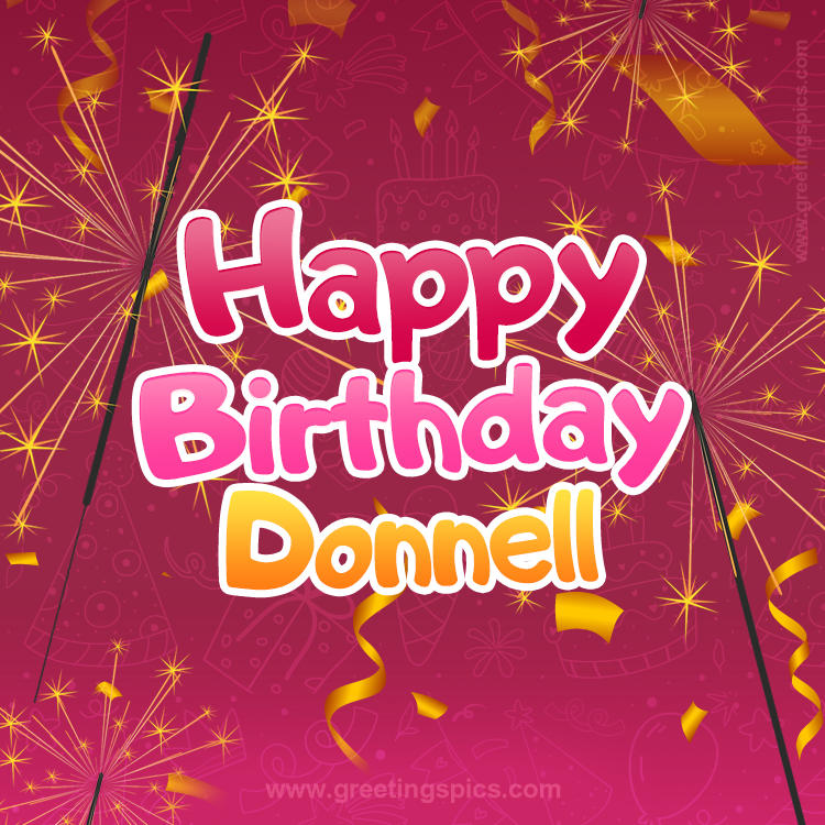 Happy Birthday Donnell Image with sparklers (square shape image)