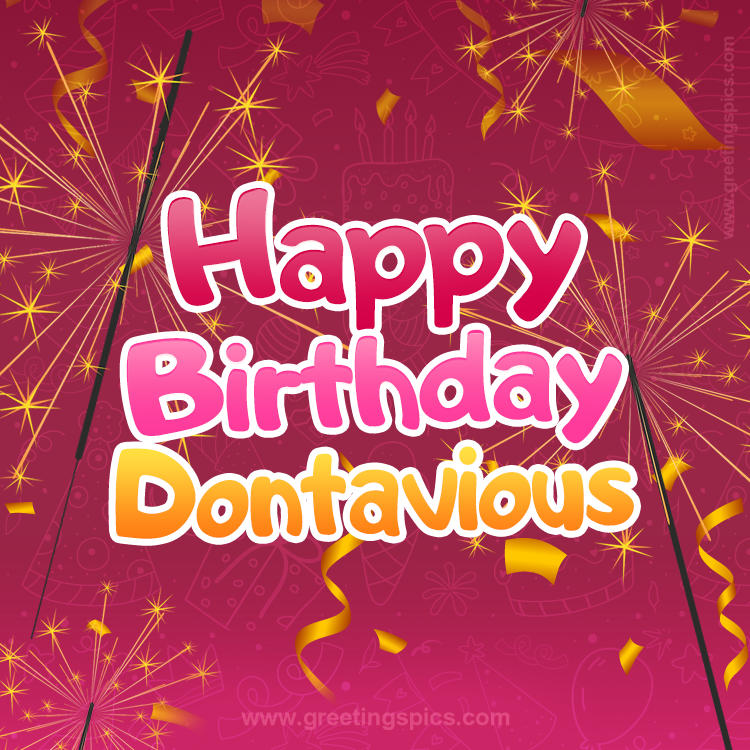 Happy Birthday Dontavious Image with sparklers (square shape image)