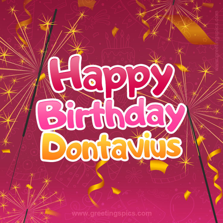 Happy Birthday Dontavius Image with sparklers (square shape image)