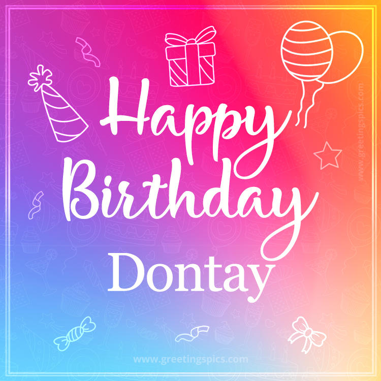 Colorful Happy Birthday Card For Dontay (square shape image)