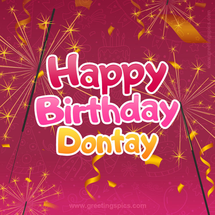 Happy Birthday Dontay Image with sparklers (square shape image)