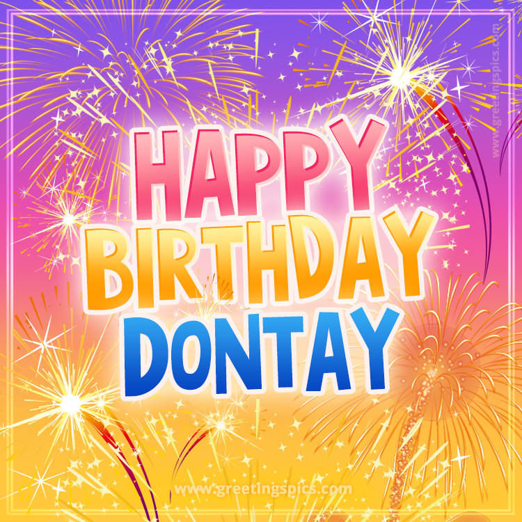 Happy Birthday Dontay Picture with fireworks (square shape image)