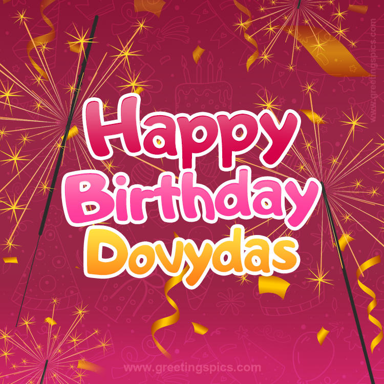 Happy Birthday Dovydas Image with sparklers (square shape image)