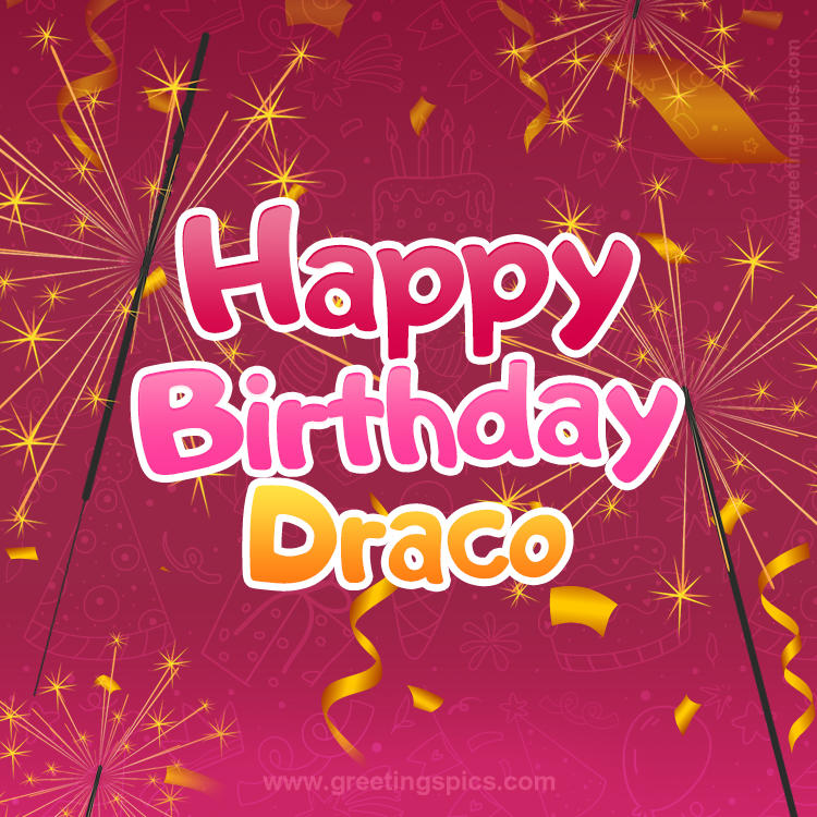 Happy Birthday Draco Image with sparklers (square shape image)