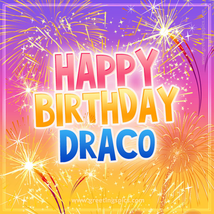 Happy Birthday Draco Picture with fireworks (square shape image)