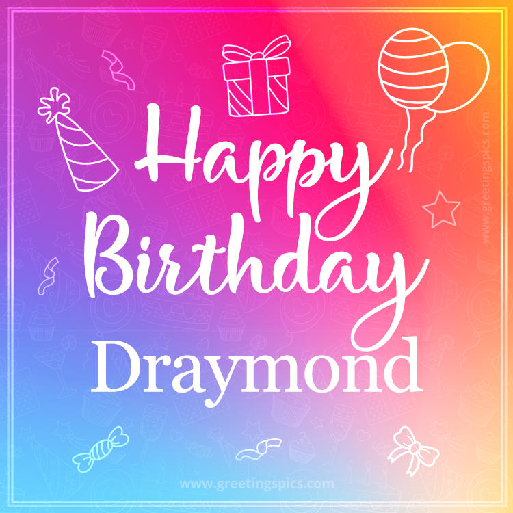 Colorful Happy Birthday Card For Draymond (square shape image)