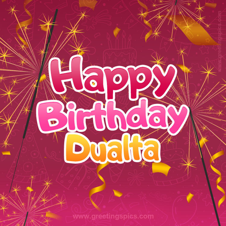 Happy Birthday Dualta Image with sparklers (square shape image)