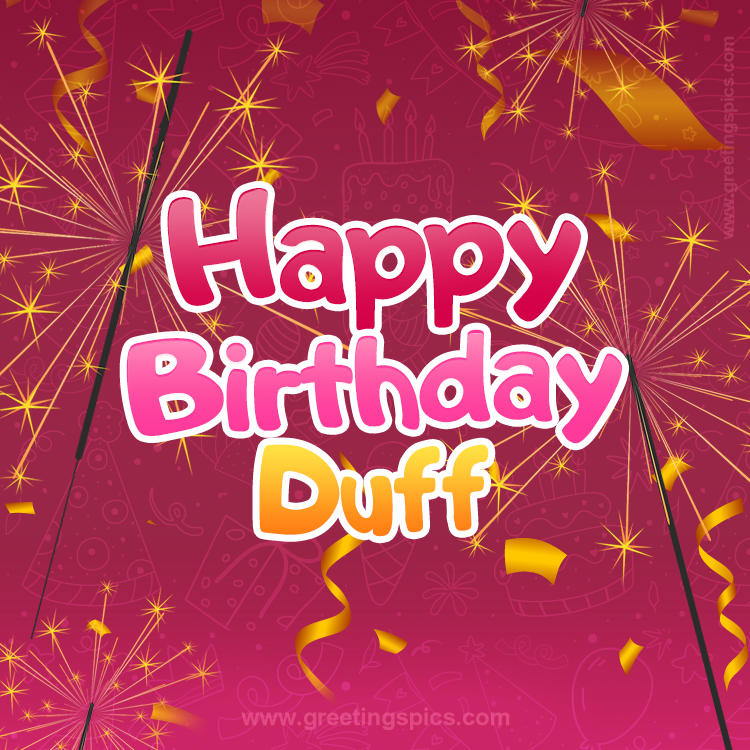 Happy Birthday Duff Image with sparklers (square shape image)