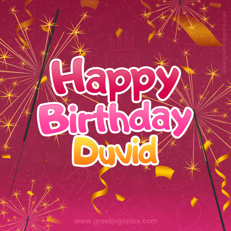 Happy Birthday Duvid Image with sparklers (square shape image)