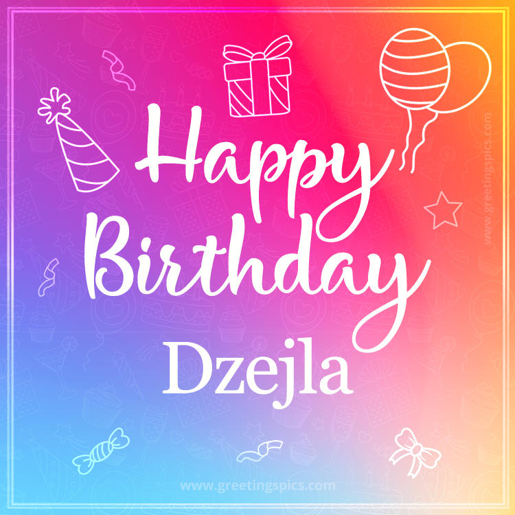 Colorful Happy Birthday Card For Dzejla (square shape image)