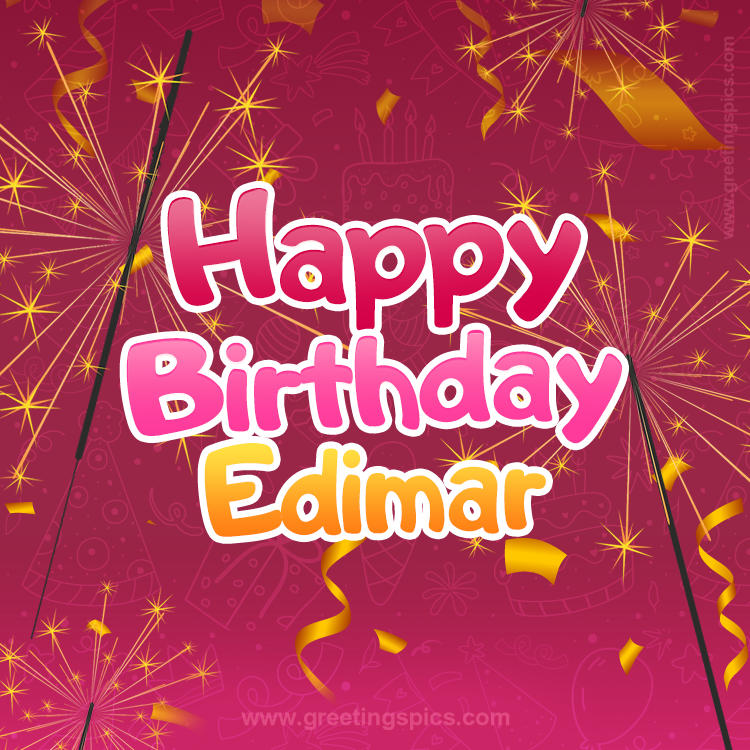 Happy Birthday Edimar Image with sparklers (square shape image)