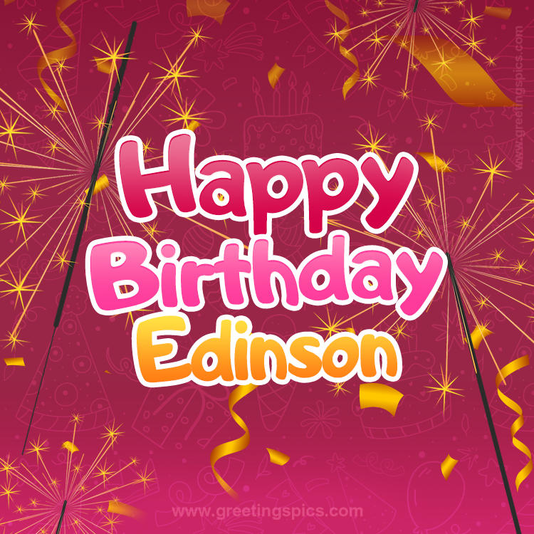 Happy Birthday Edinson Image with sparklers (square shape image)