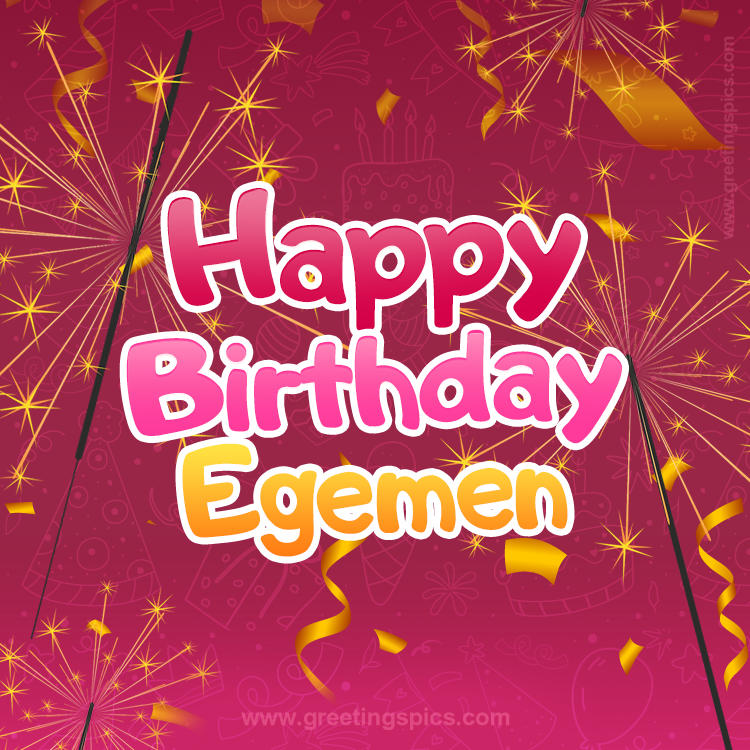 Happy Birthday Egemen Image with sparklers (square shape image)