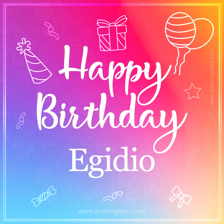 Colorful Happy Birthday Card For Egidio (square shape image)