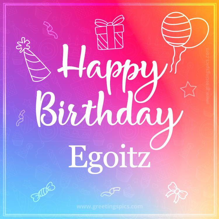 Colorful Happy Birthday Card For Egoitz (square shape image)