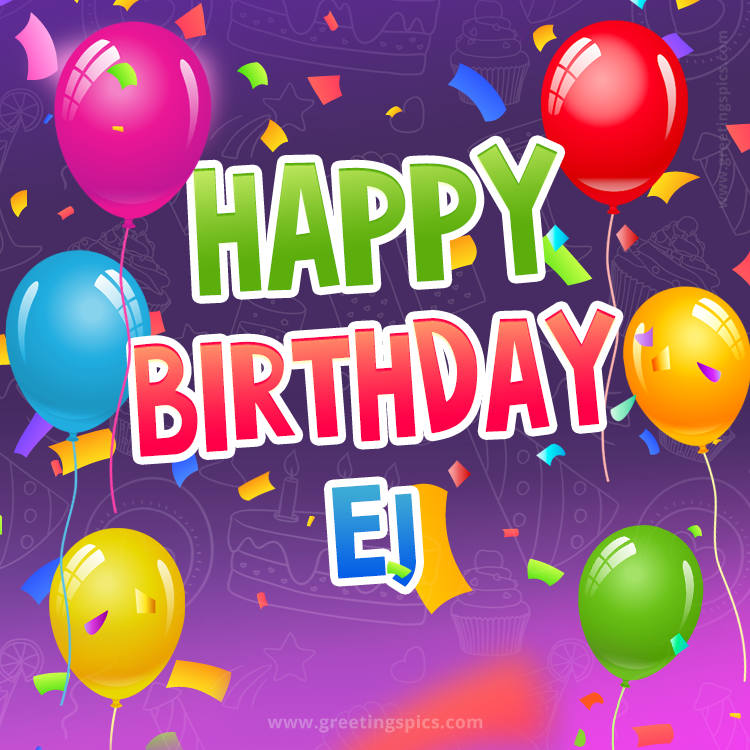 Happy Birthday Ej Festive Greeting Card (square shape image)