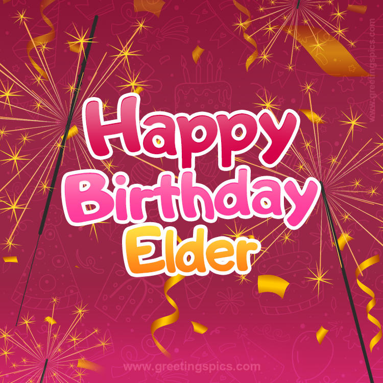 Happy Birthday Elder Image with sparklers (square shape image)