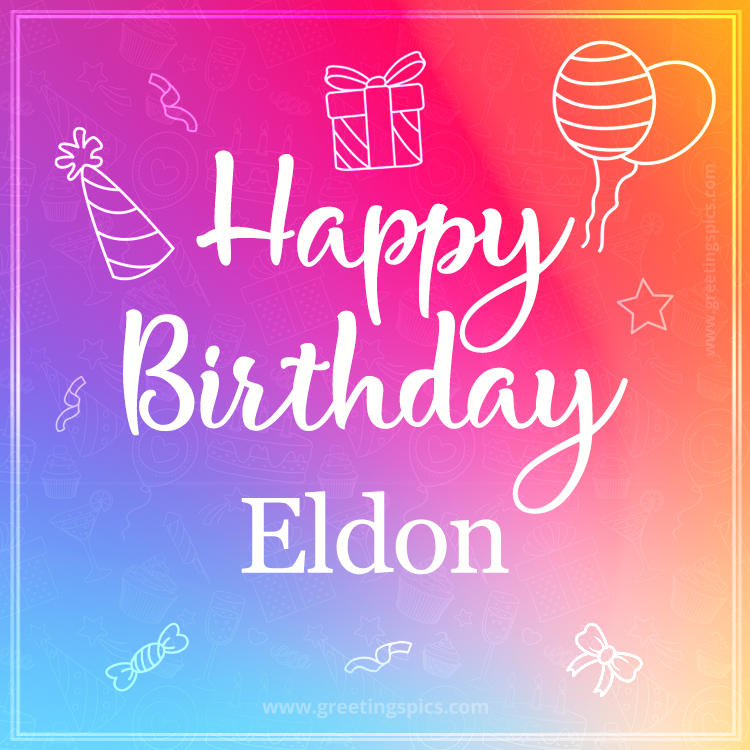 Colorful Happy Birthday Card For Eldon (square shape image)