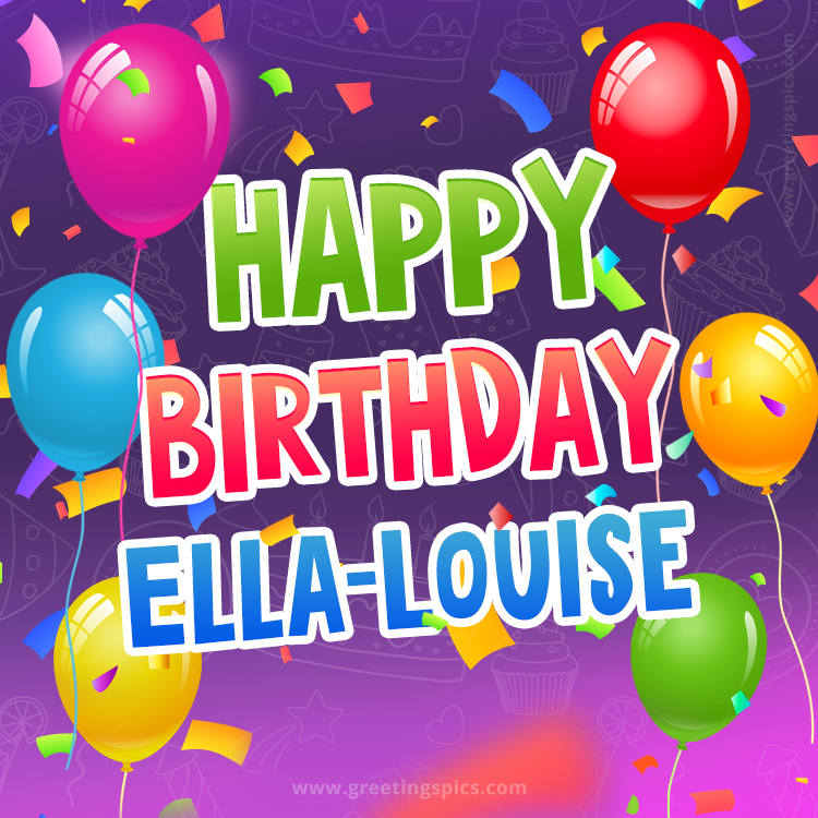 Happy Birthday Ella-Louise Festive Greeting Card (square shape image)