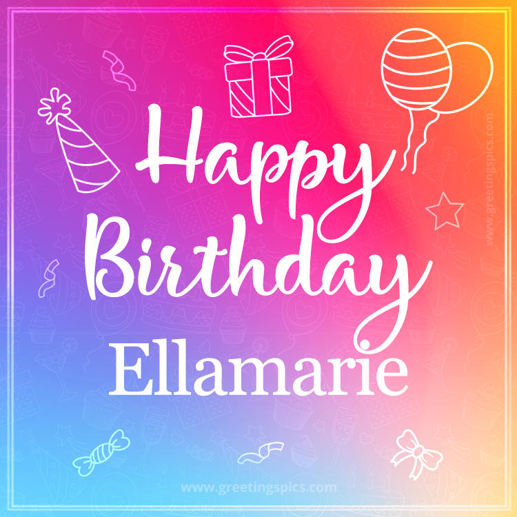 Colorful Happy Birthday Card For Ellamarie (square shape image)