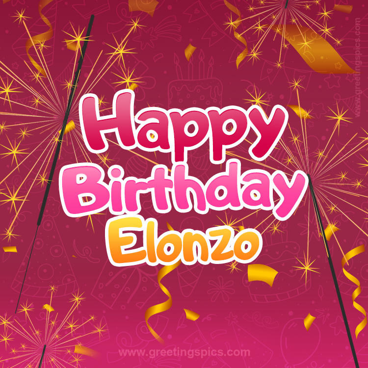 Happy Birthday Elonzo Image with sparklers (square shape image)